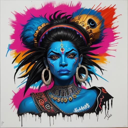 Graffiti Art: Indian Goddess Kali Portrait