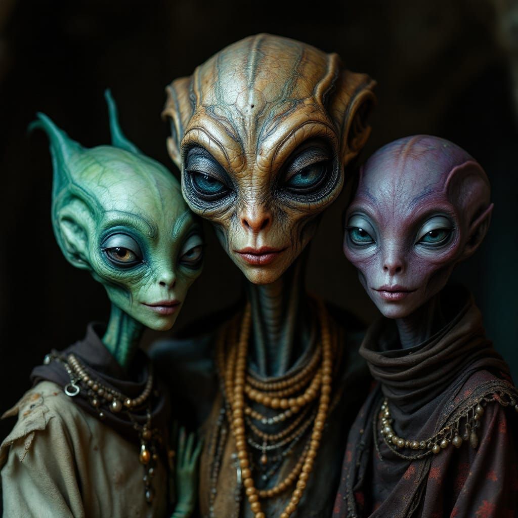 Diverse Aliens with Exotic Fashion and Emotions