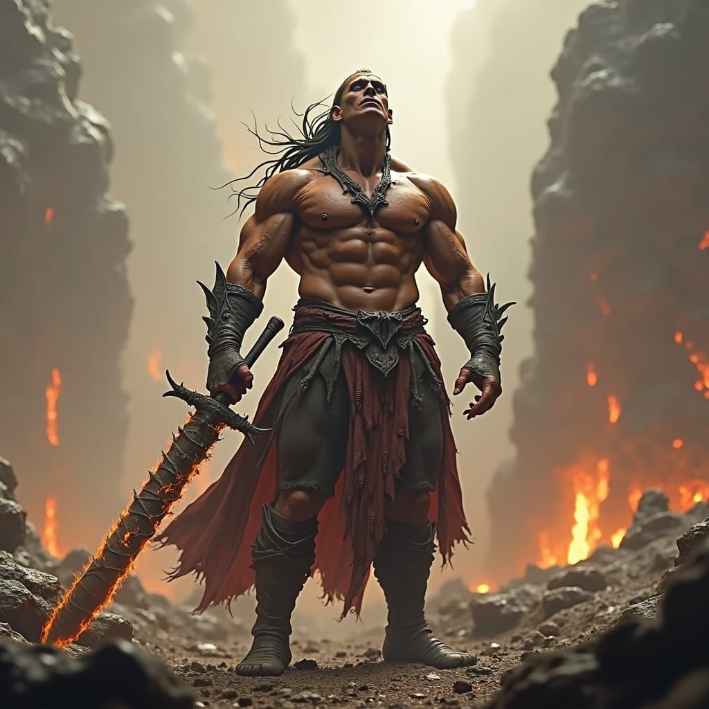 Hellish Creature of Fire and Shadow in Mystic Cavern