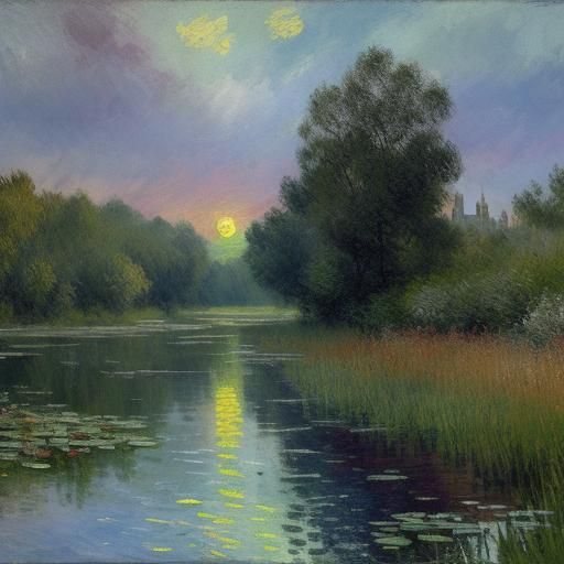 Steam Train at Sunset: Impressionist Gouache Painting