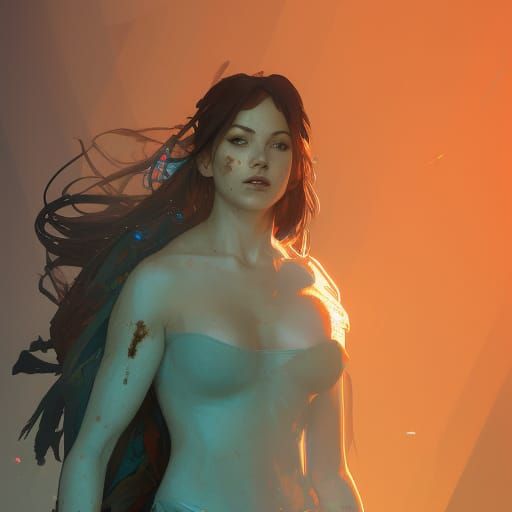 Attractive Woman in Dirty Clothes: Hyperdetailed Concept Art