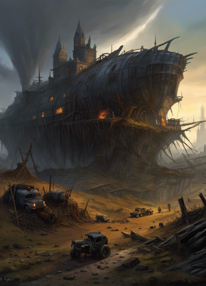 Post-Apocalyptic Landscape Illustration in John Howe Style