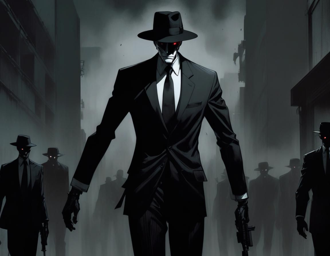 Eerie Men in Black Comic Book Art