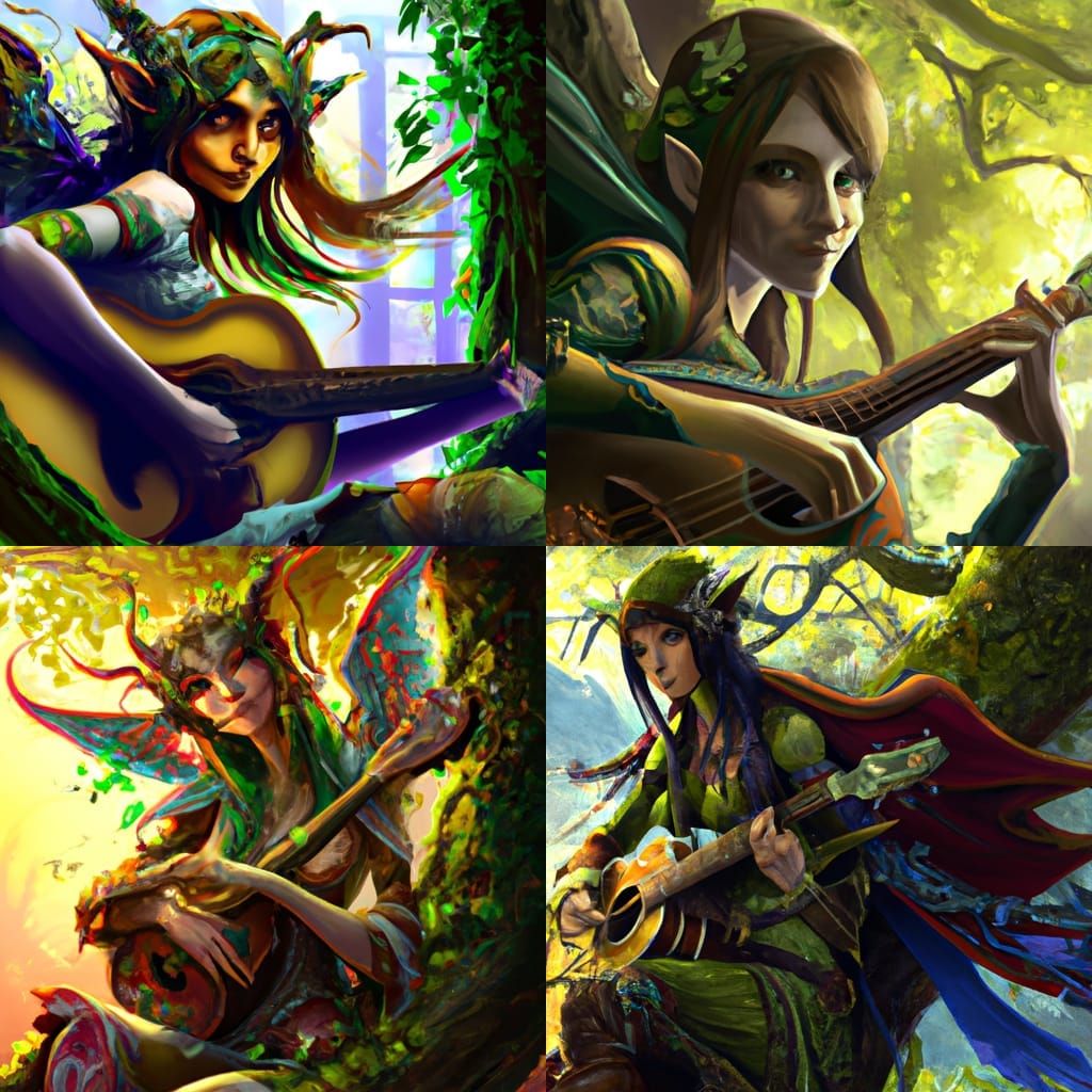 High Elf Guitarist: Detailed Fantasy Portrait