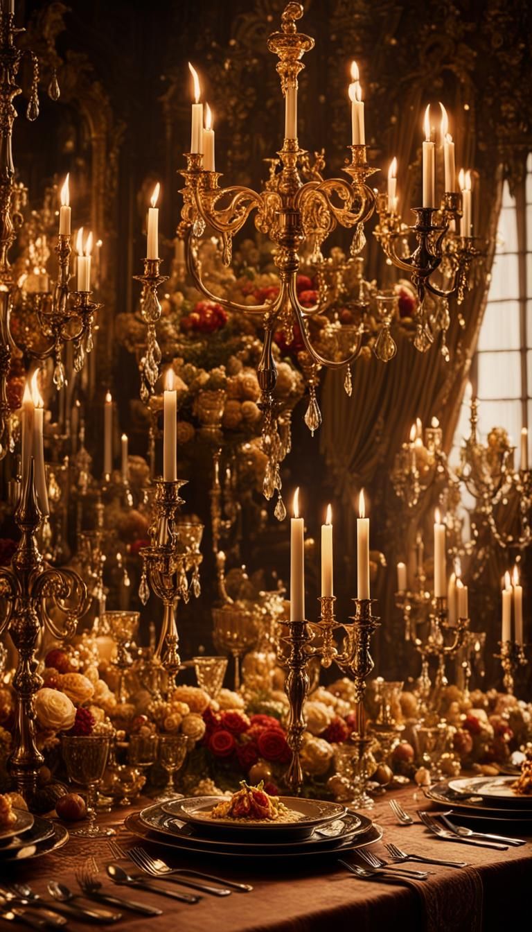 Baroque Feast in Disarray: Opulent Chaos