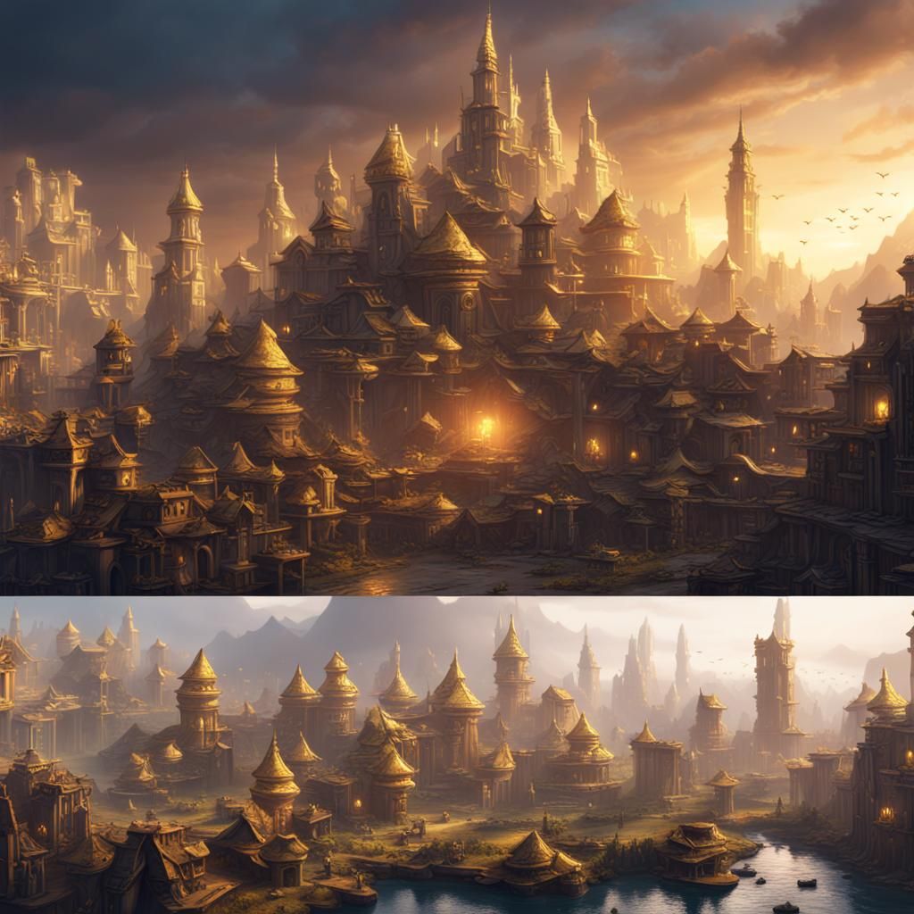 Golden Cat City: Fantastical Concept Art