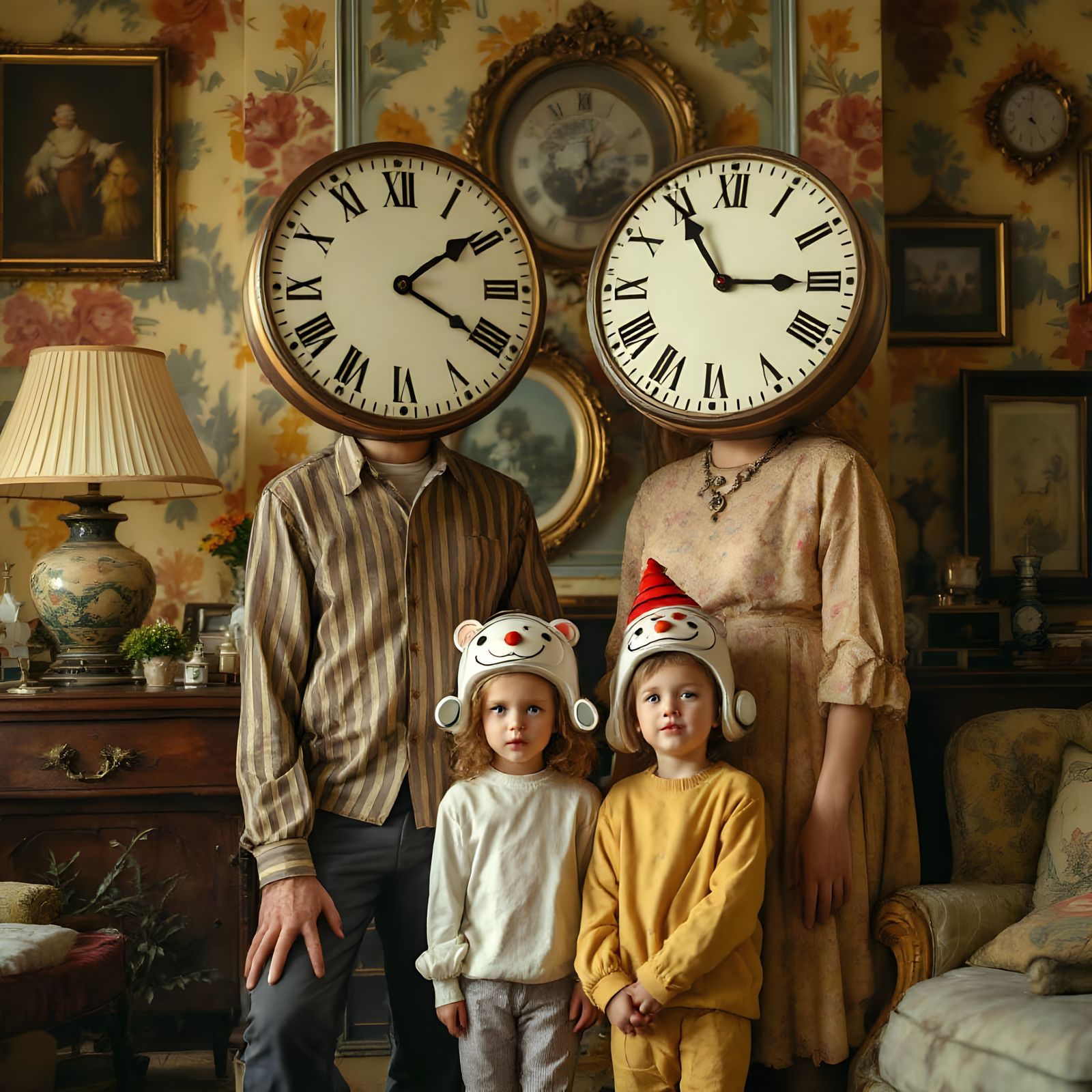 Awkward Family Photo Featuring Clock Costumes