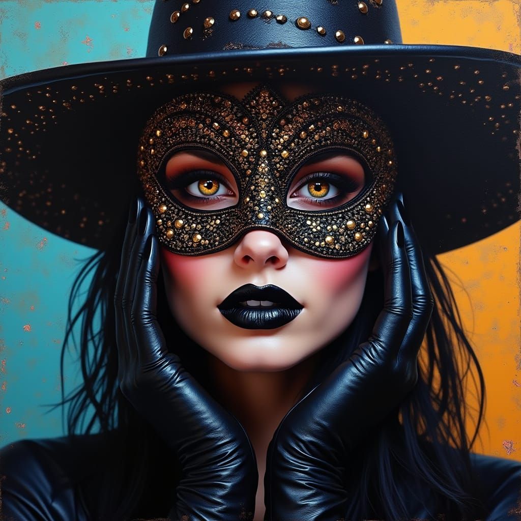 A Gothic Masquerade Goddess in Cyberpunk Elegance