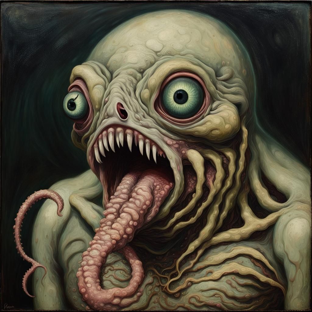 Visceral Grotesque Creature in Dark Fantasy Style