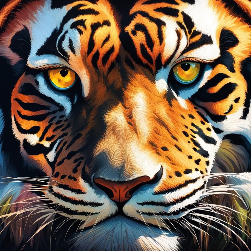 Hyperrealistic Big Cat Portrait in Splash Art Style