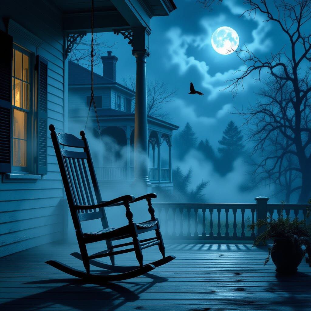 Haunted Mansion: Antique Rocking Chair in Dark Fantasy Style
