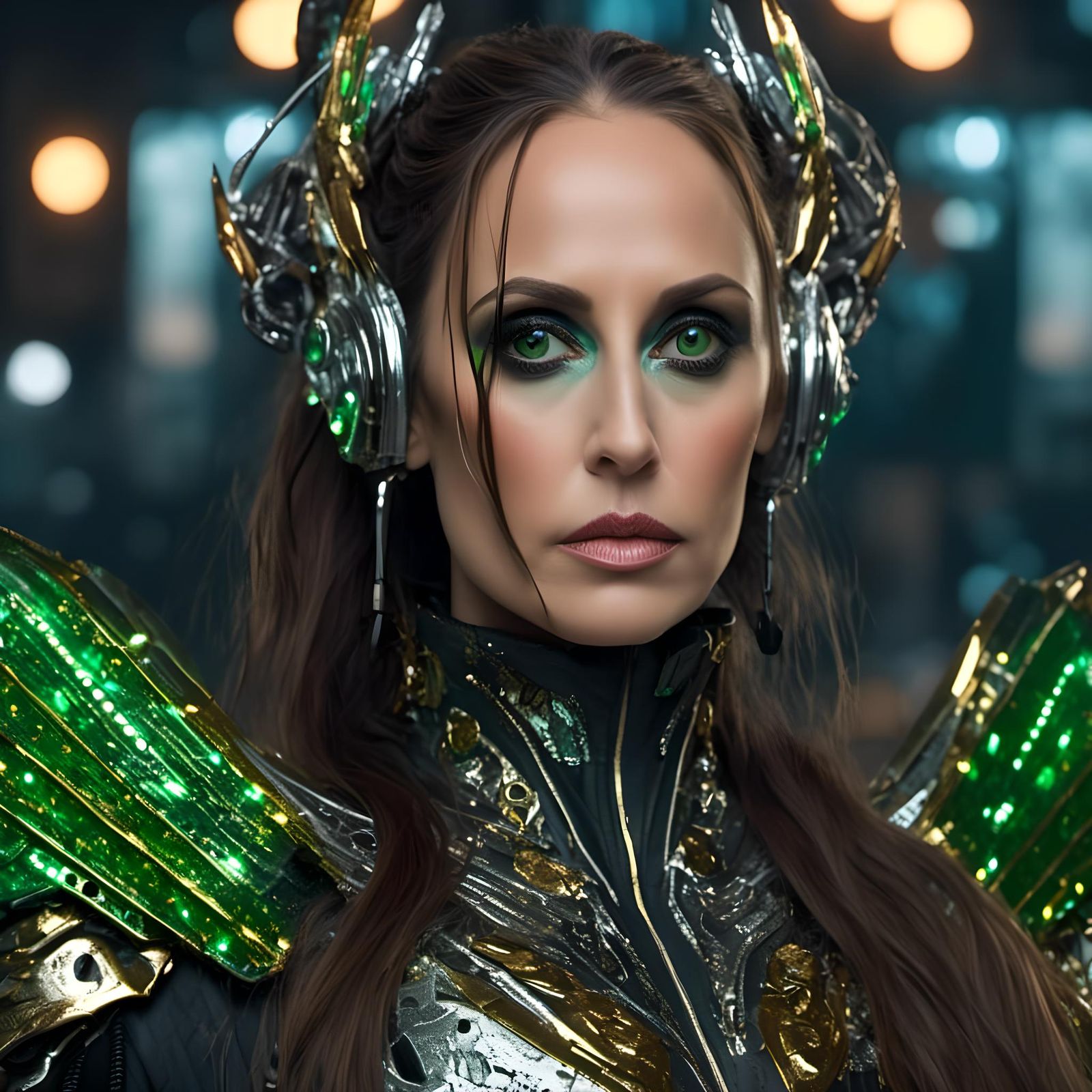 Winged Cyber Angel in Futuristic Armor