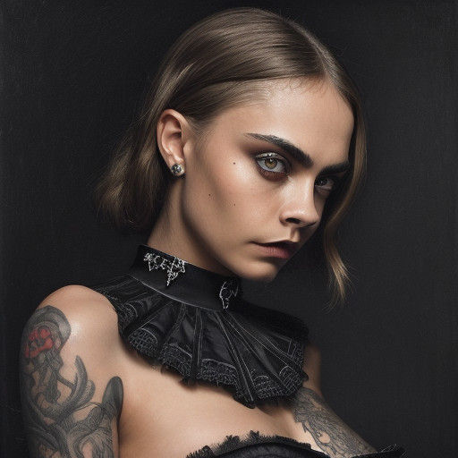 Gothic Princess Portrait in Vibrant Thick Ink