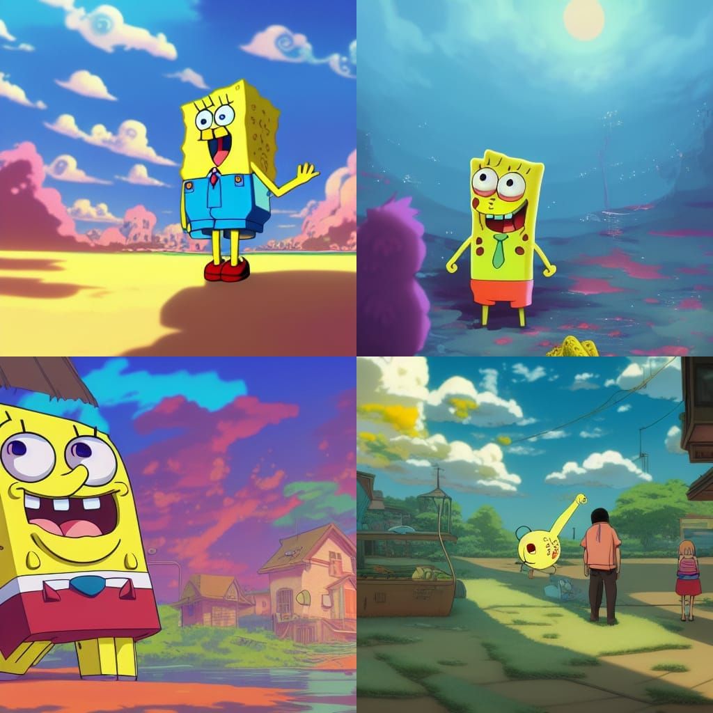 Spongebob Squarepants in Studio Ghibli Anime Style