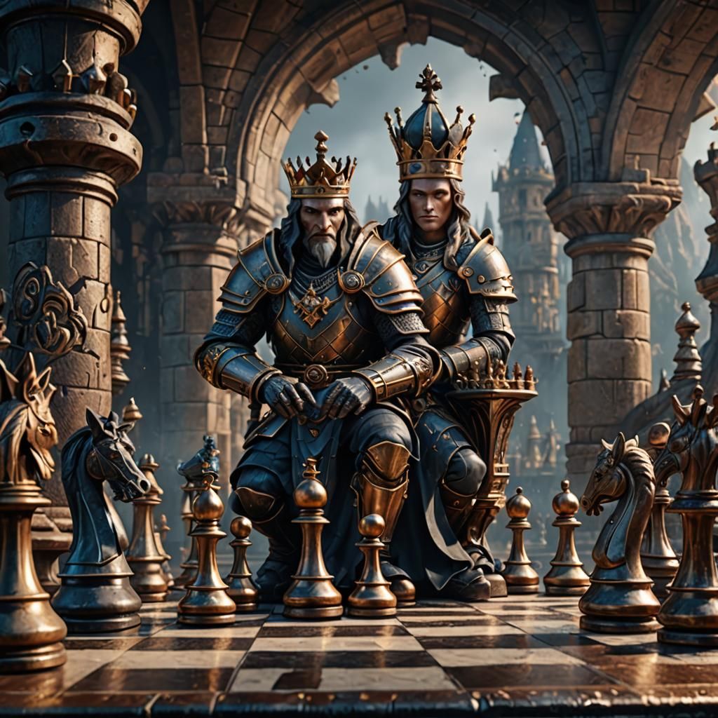 Detailed Chess Set in Fantasy Concept Art