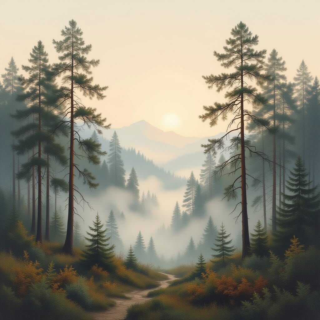 Mystical Forest Landscape in the Style of Realism