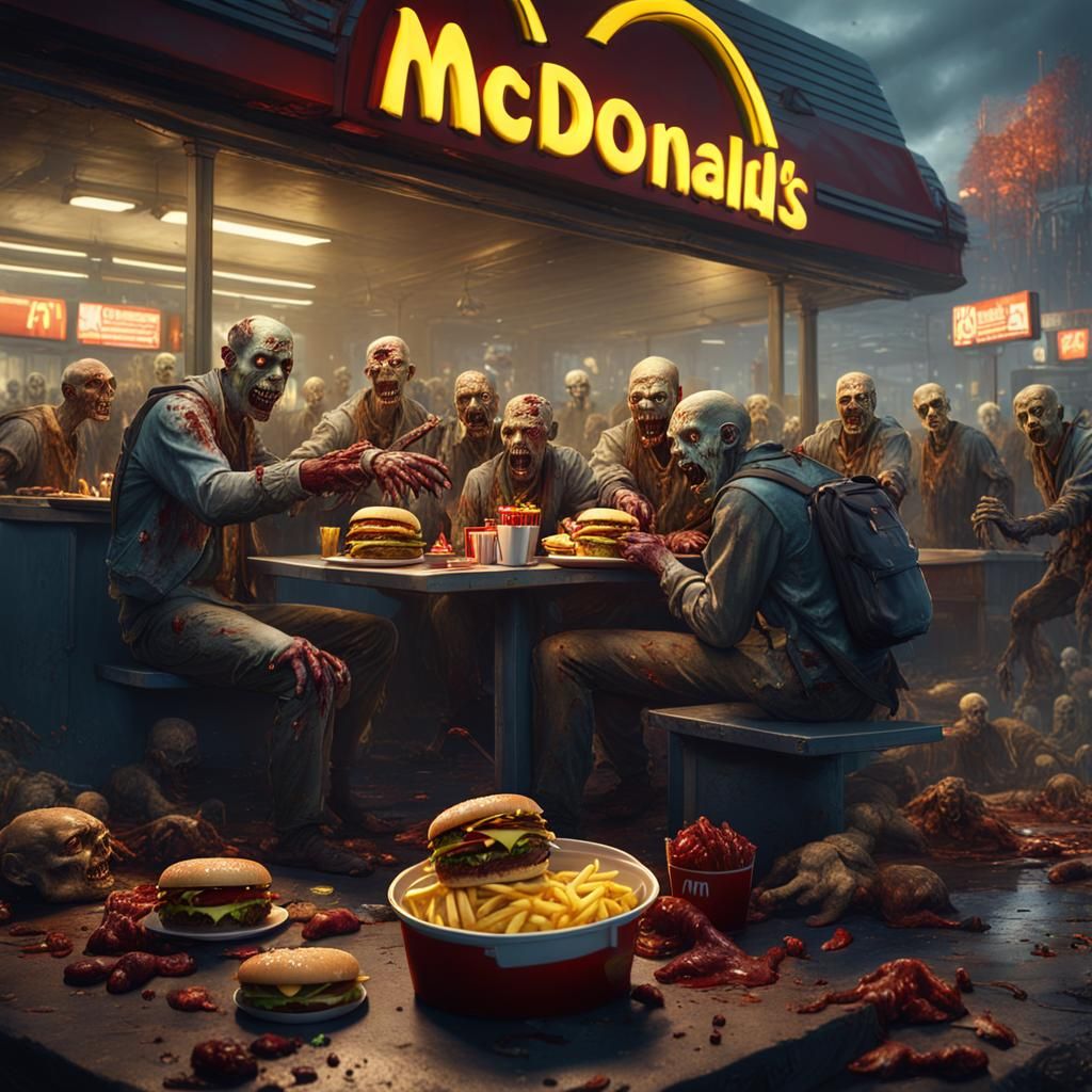 Zombies eating McDonalds