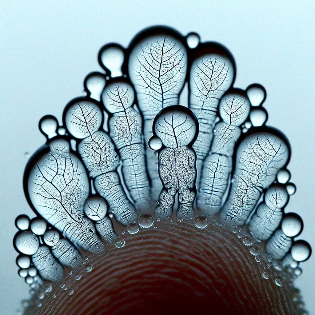 Macro Dewdrop Figures in the Ocean