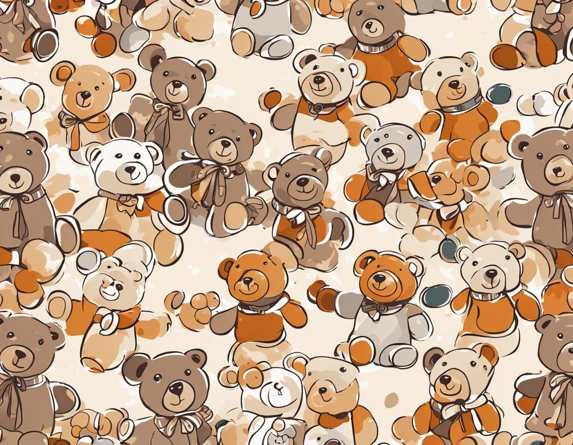 Teddy Bear Pattern in Earthy Metallic Hues