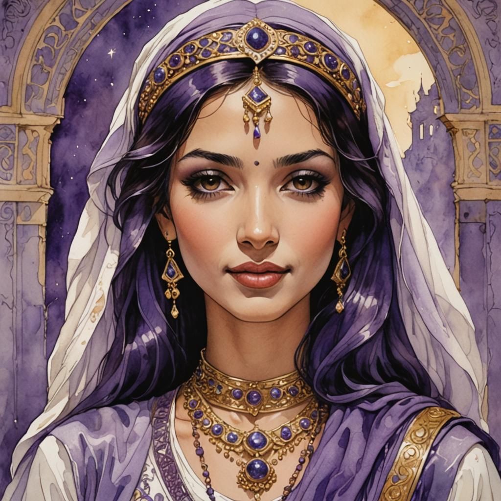 Arabian Princess Portrait in Comic Book Style
