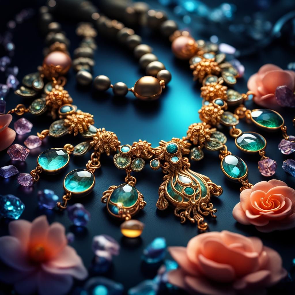 Glowing Aquarium Jewelry with Floral Pattern