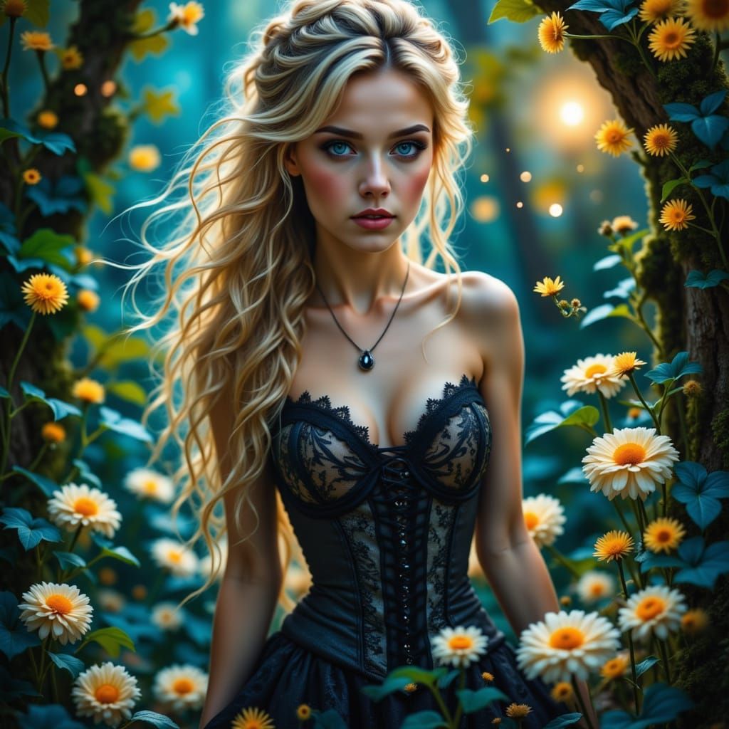 Pixie in Moonlit Forest, Fantastical Realism