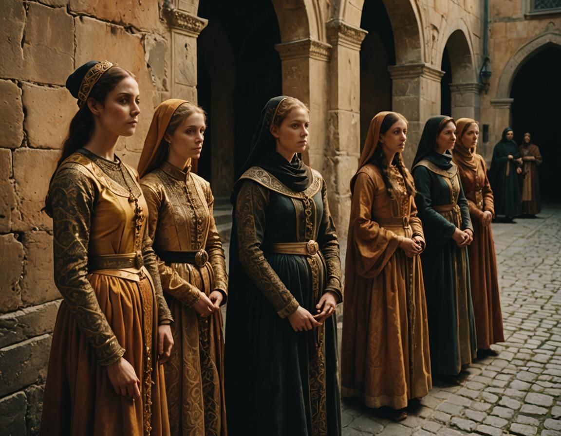 13th Century Seraglio Scene in Golden Tones