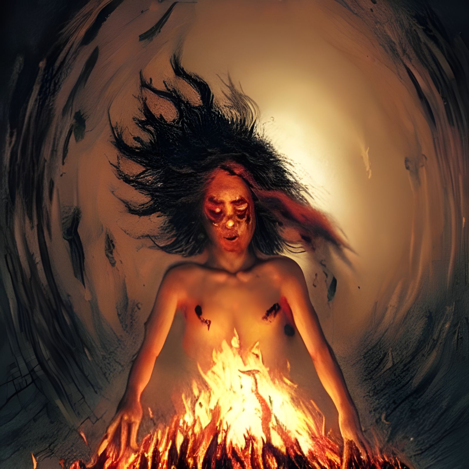 Woman Burning on Pyre: A Dark Fantasy