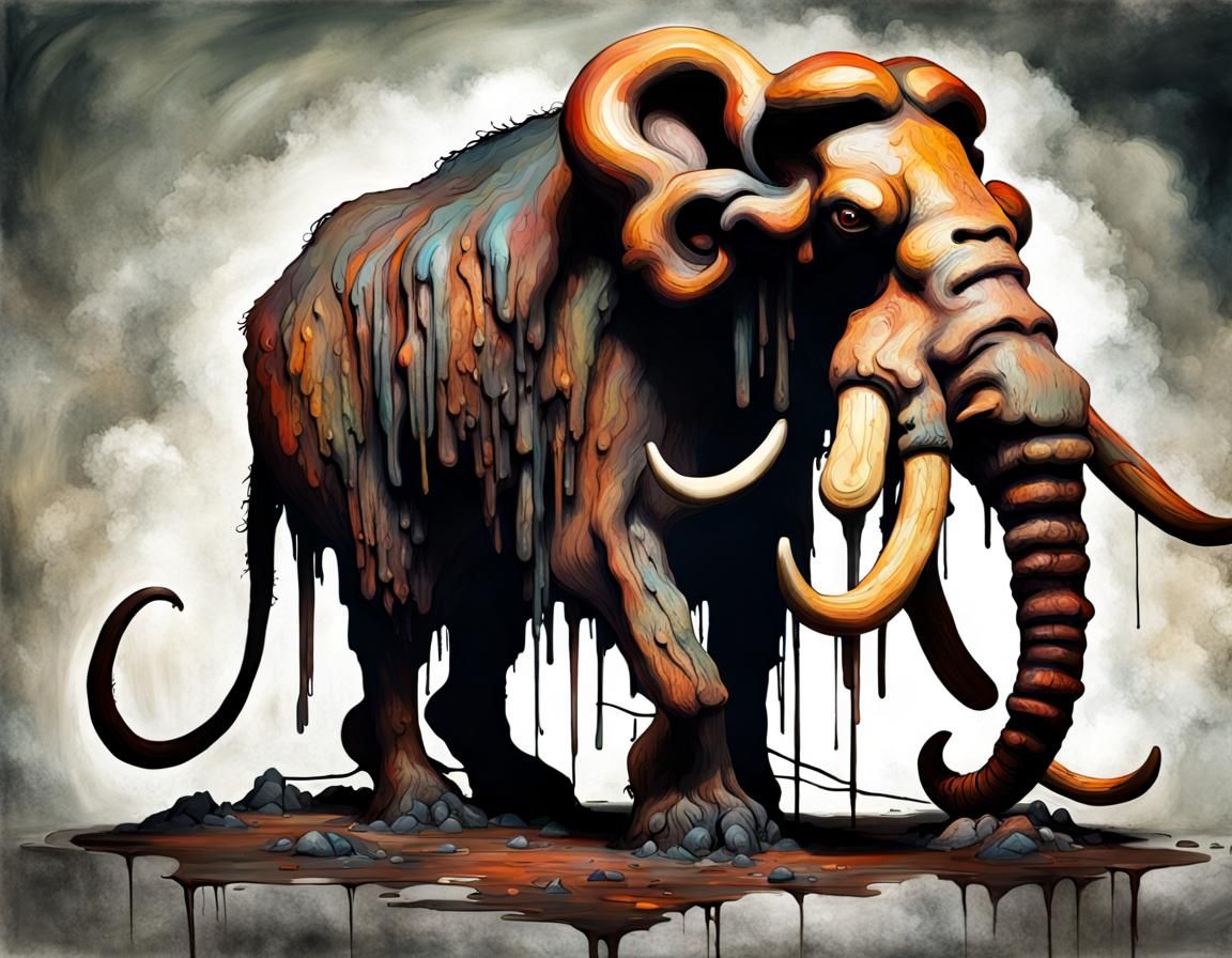 Melting Mammoth in Mixed Media Style