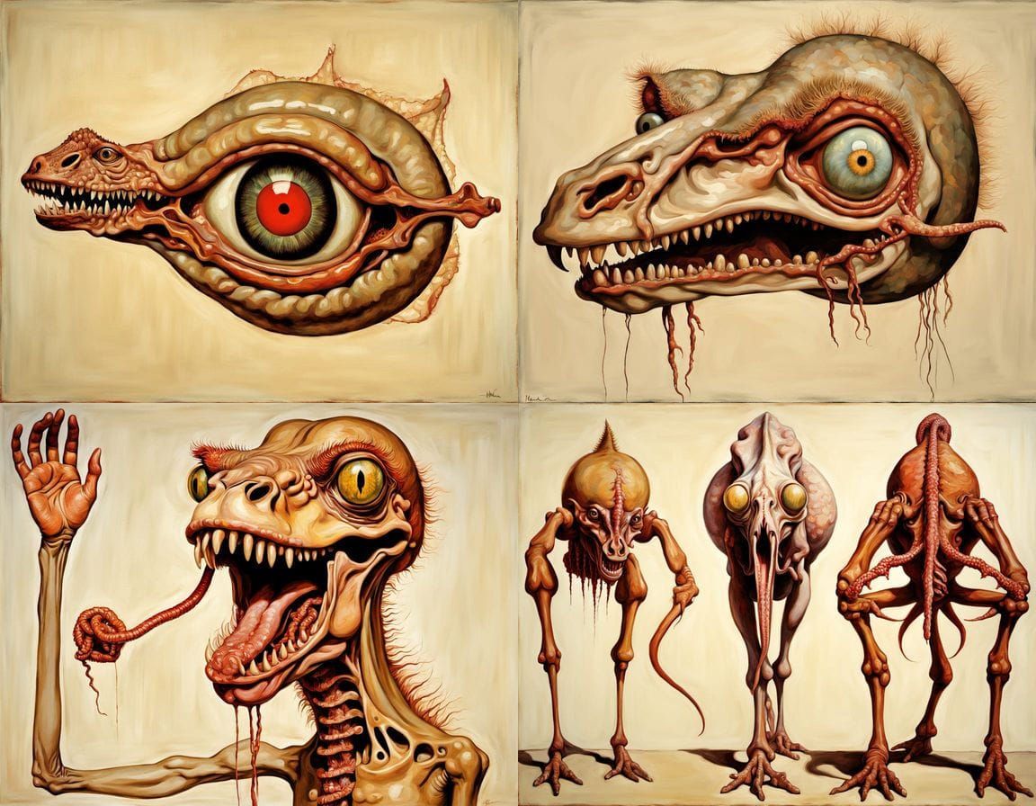 Surreal Nightmare of Mythical Creatures and Organs in Egon S...