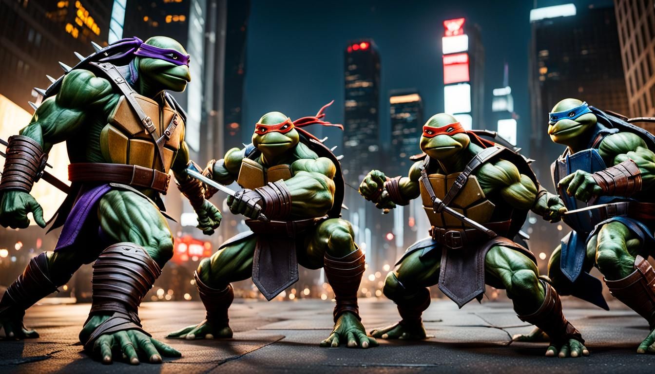 Teenage Mutant Ninja Turtles vs Shredder: Photorealistic Bat...