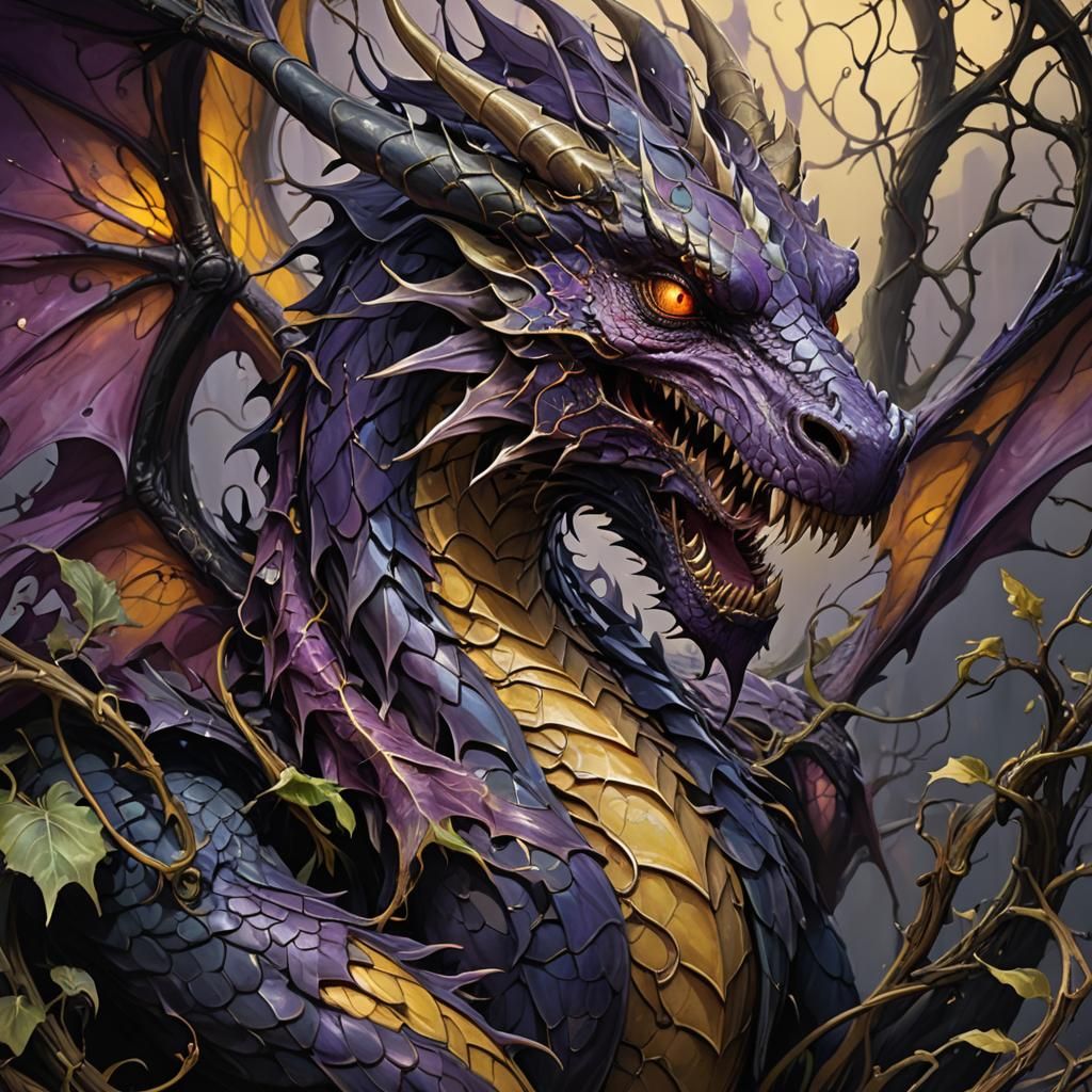Cursed Dragon Concept Art in Dark Fantasy Style