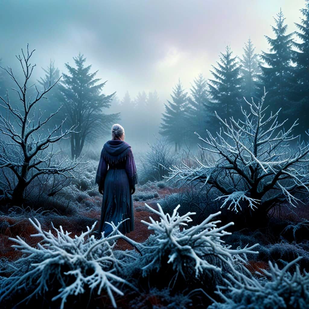 Enchanted Morning Fog in Ancient Landscape