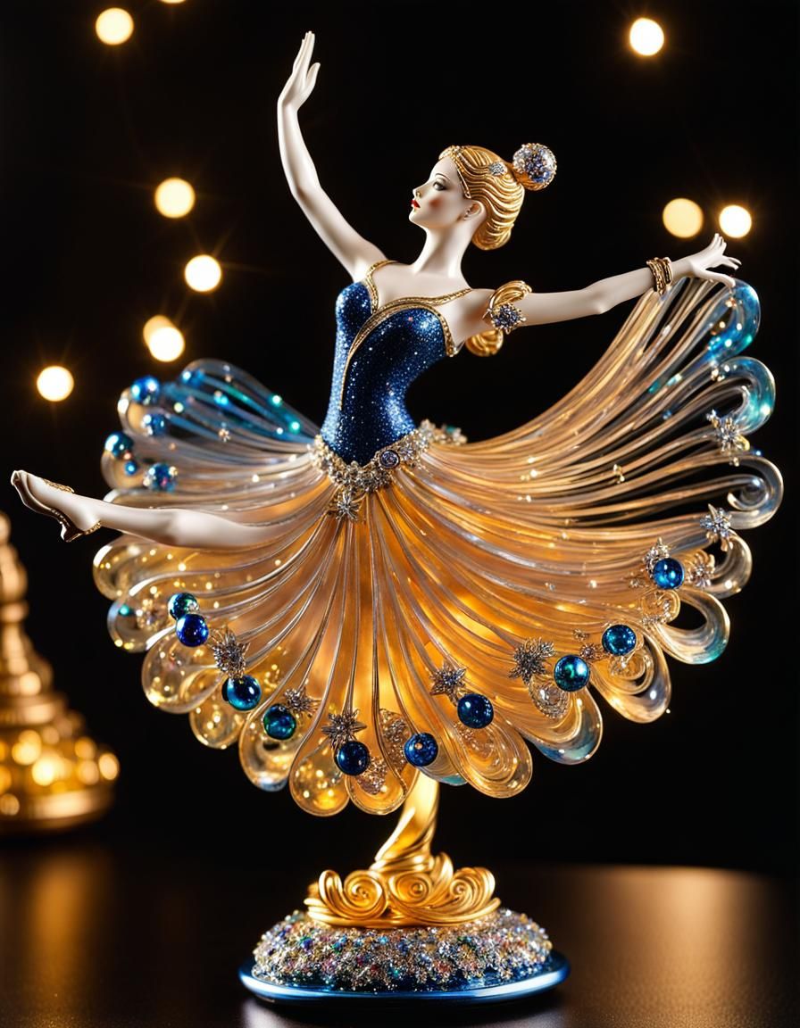 Enameled Glass Ballet Dancer in the Dark