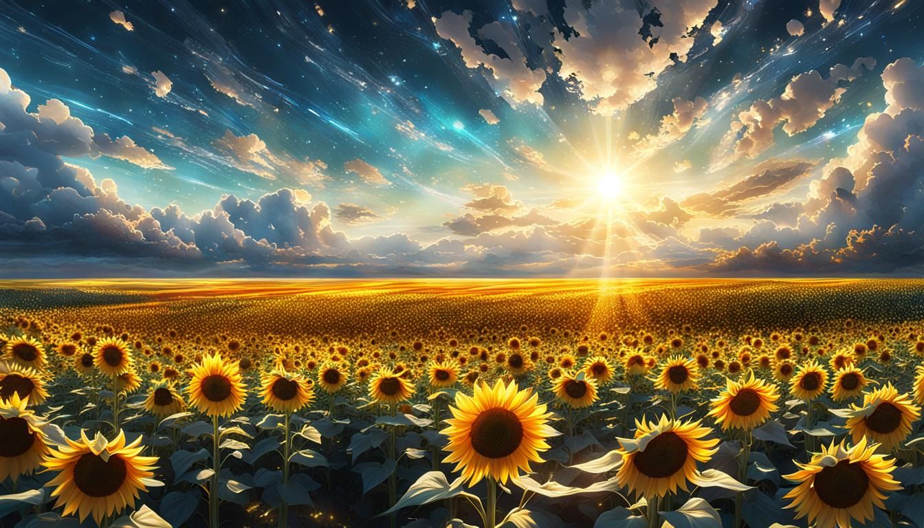 Glass Sunflower Fields in Sky, Donghua Anime Art