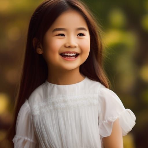 Happy Smiling Girl in Hyperrealistic Digital Art