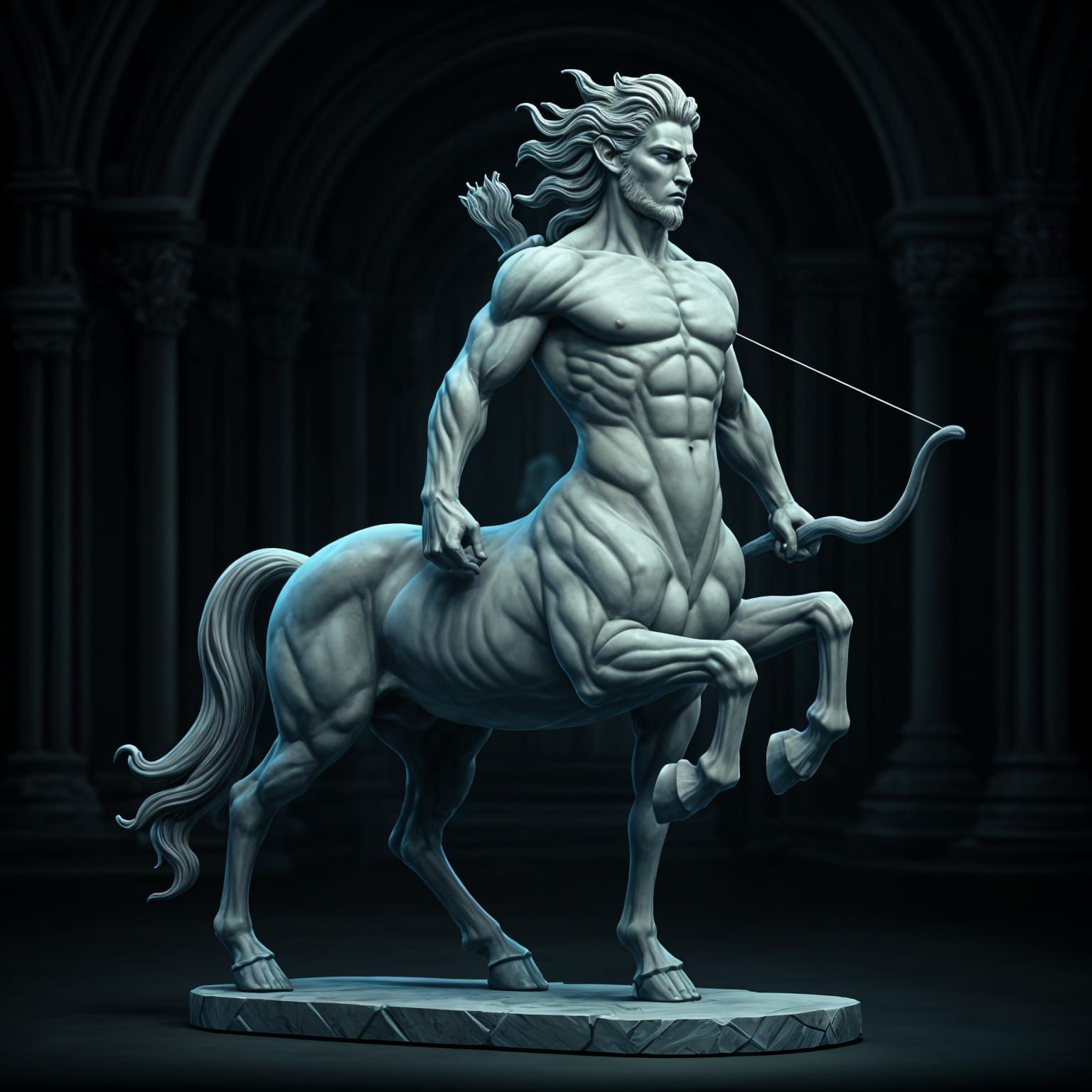 Polished Centaur Statue with Blue Inlays