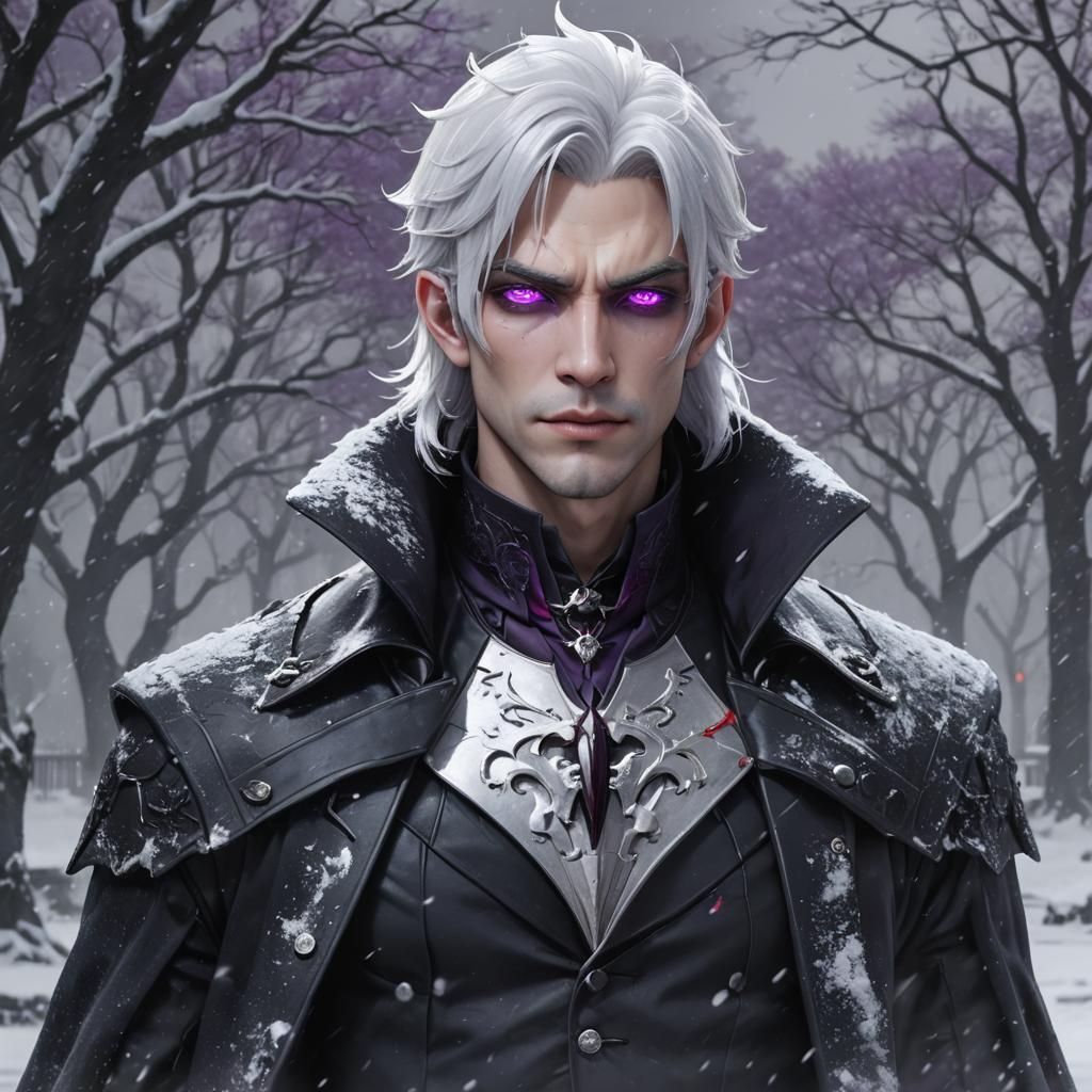 Anime Vampire in Snowstorm: 3D Digital Art