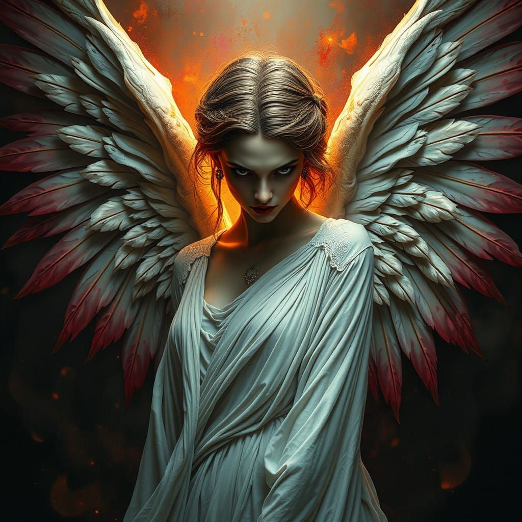 Sinister Angel Glares with Malevolent Intent