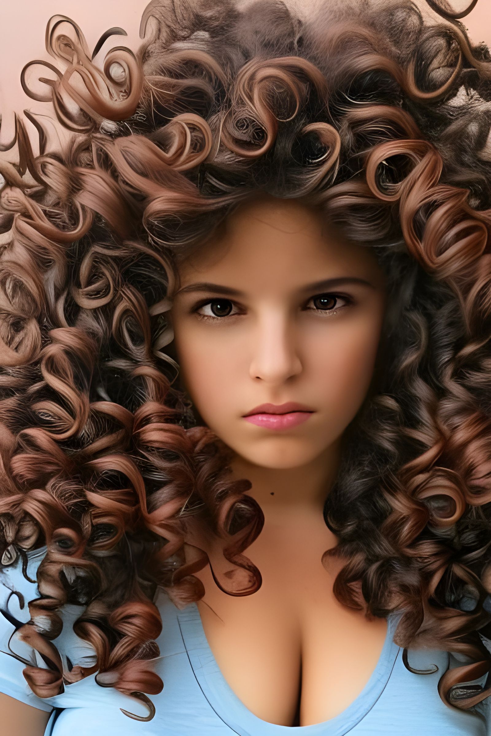 Brunette Curls and Black Rosebuds