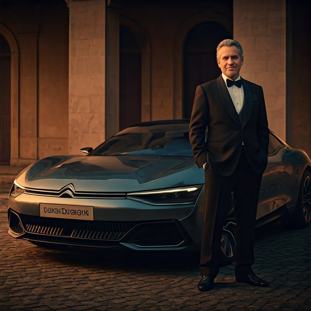 Asterix in Tuxedo with 2025 Citroën XM Concept