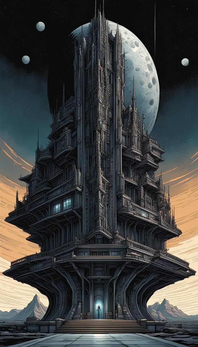 Spectacular Space Palace in Asteroid Field