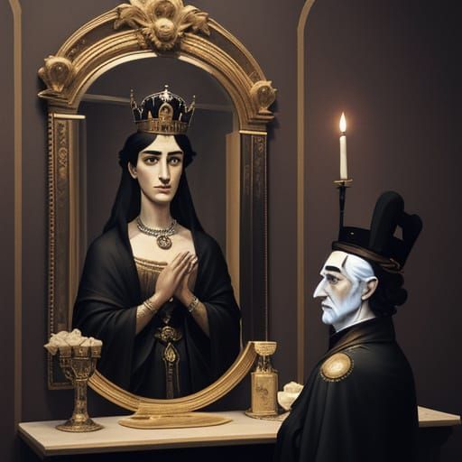 Mysterious Icon in Empty Mirror, Modigliani Rothko Style