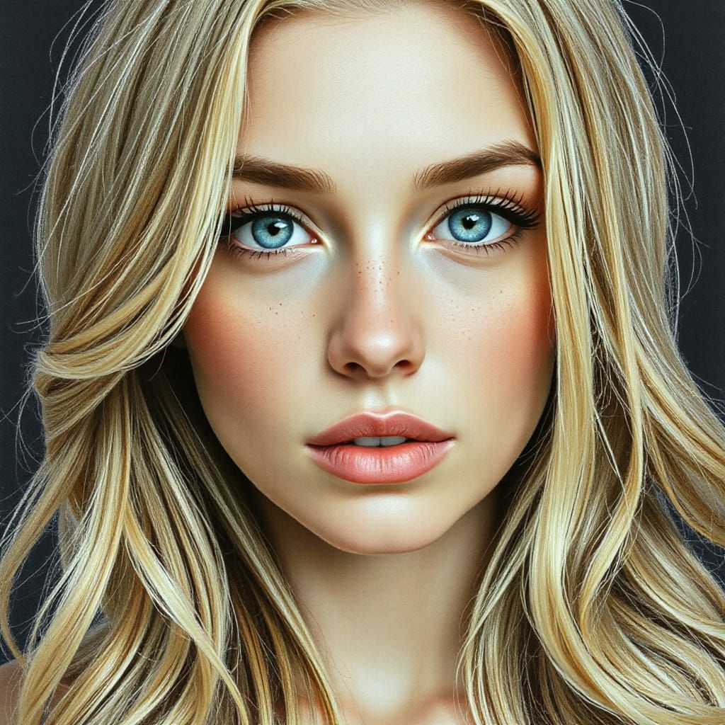 Pencil Sketch of a Glamorous Woman with Blonde Hair