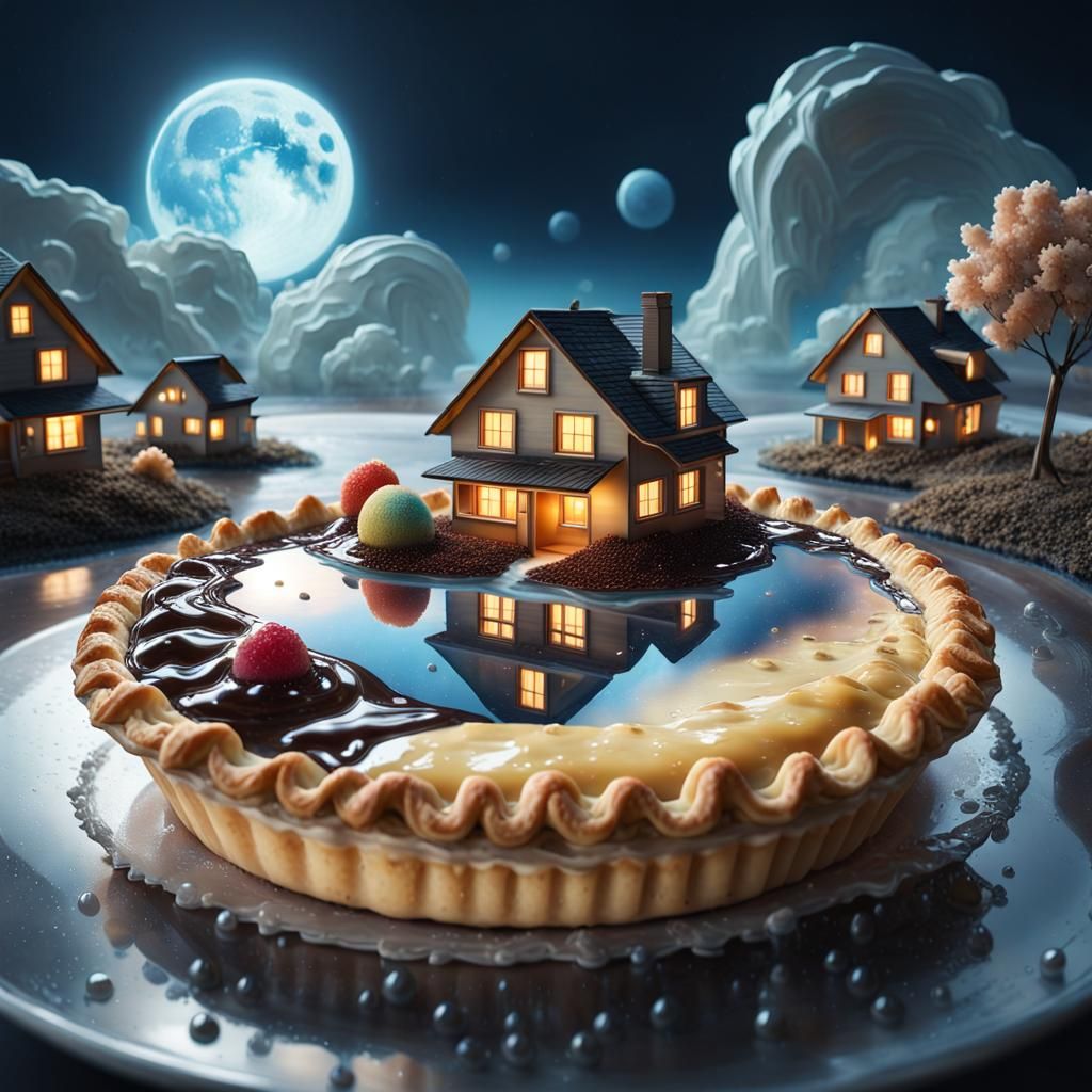 Fantastical Pie Landscape in Futuristic 3D