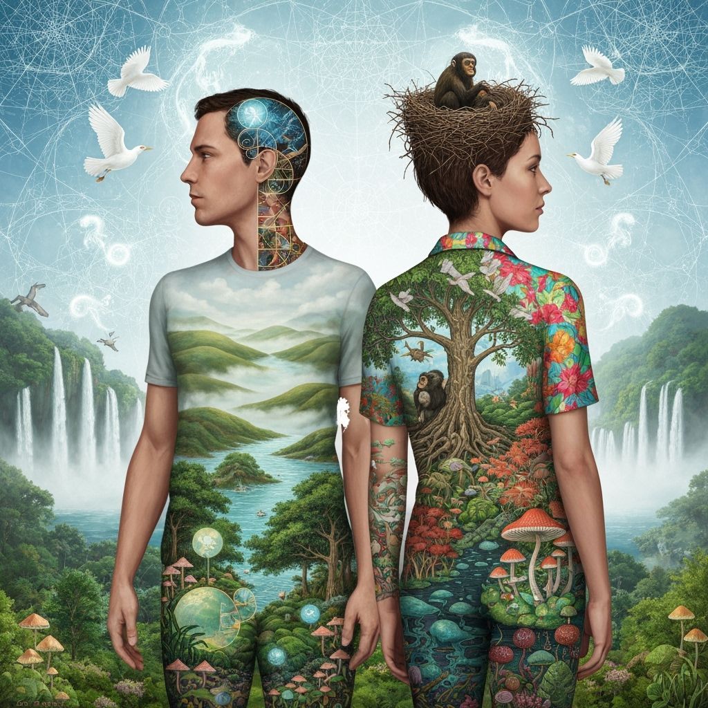 Dreamlike Concept Art of Intertwined Figures in Fantasy Plan...