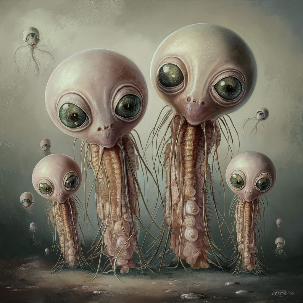 Ethereal Isopod Creatures in Dreamlike Scene