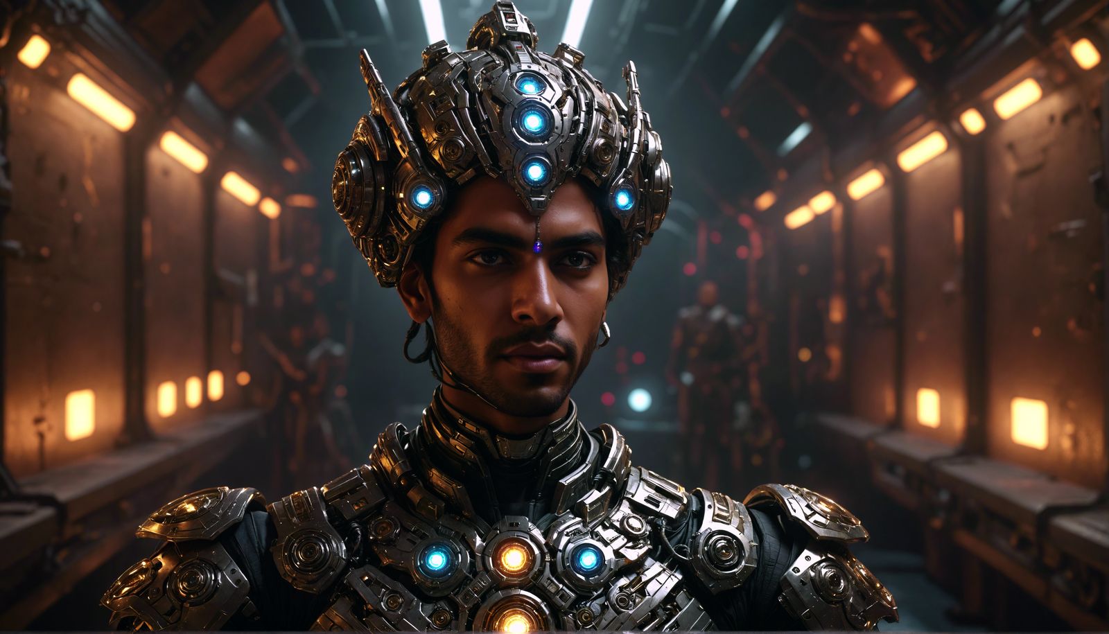 Gem Cyborg Reflected in Ornate Mirror