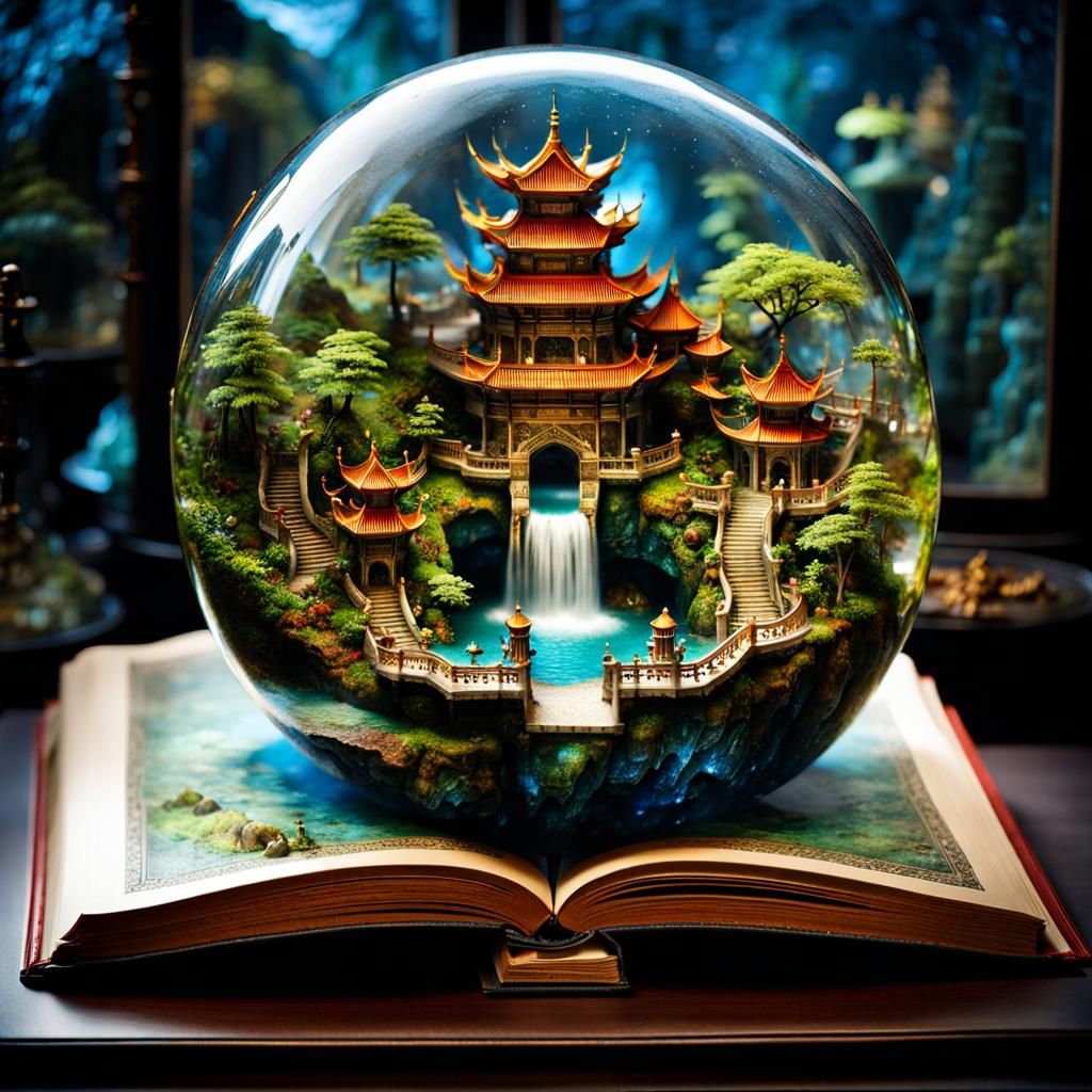 Miniature Chinese Wonderland Protected by Gemstone Dragon