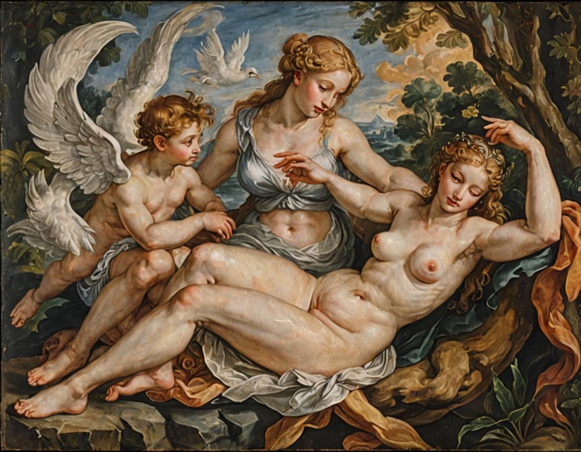 Peter Paul Rubens's copy of Michelangelo's "Leda and the Swan"
